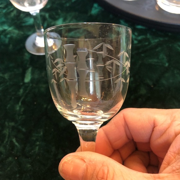 Vintage Libbey Bamboo Etched Ice Bucket and Matching Aperitif Glasses - Picture 9 of 9